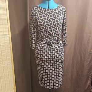 Liz Claiborne Black and Cream Patterned Dress